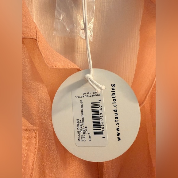 NWT STAUD Millie Organza Dress in Beige Ivory Tulle Size 2 - Picture 6 of 6
